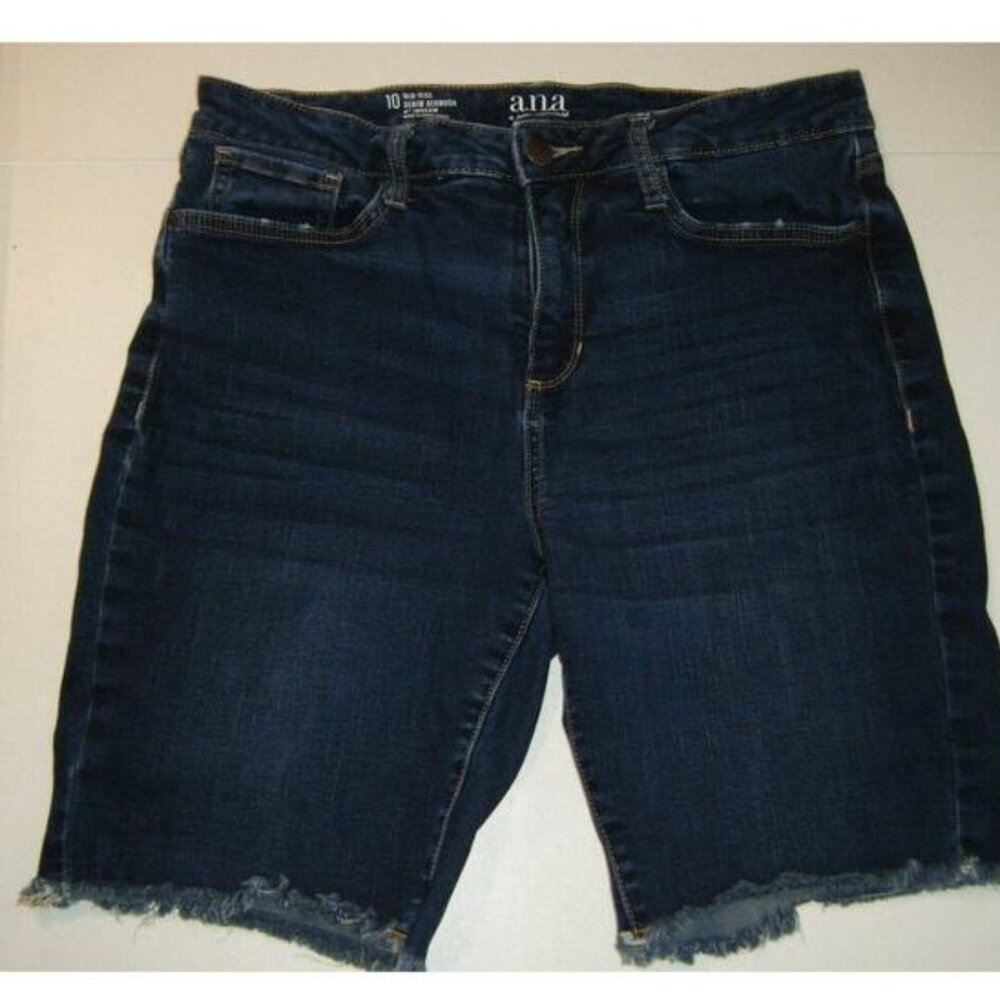 a.n.a. Mid-Rise Denim Bermuda Size 10 Dark Wash Women's Shorts